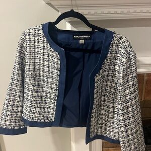 Karl Lagerfeld Women's Black and White Tweed Blazer